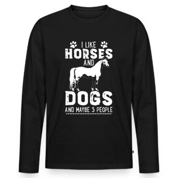 Pferde Hunde Pferdeliebhaber Geschenk Pferd Hund - Männer Premium Bio Langarmshirt - Schwarz - Vorne - Nico (187cm)