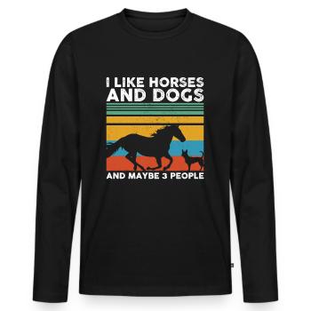 Pferde Hunde | Pferdeliebhaber Geschenk Pferd Hund - Männer Premium Bio Langarmshirt - Schwarz - Vorne - Nico (187cm)