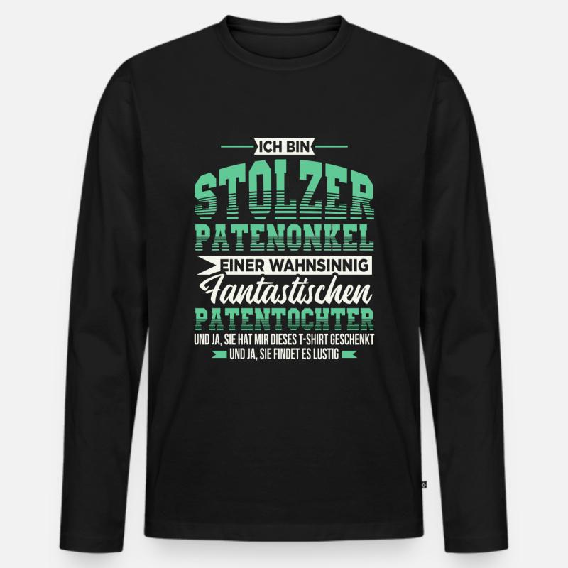 Patenonkel Taufpate Geschenk Onkel Patentochter - Männer Premium Bio Langarmshirt - Schwarz