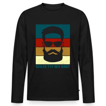 Bart Bärte Bartträger Vollbart Geschenk Hipster - Männer Premium Bio Langarmshirt - Schwarz - Vorne - Nico (187cm)
