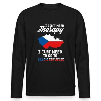 République tchèque Therapy Prague Czech Gift - T-shirt manches longues Premium bio Homme - noir - Devant - Nico (187cm)