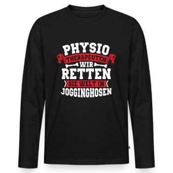 Physiotherapie Geschenk Physiotherapeut Physios - Männer Premium Bio Langarmshirt - Schwarz - Vorne - Nico (187cm)