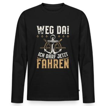 Motorboot | Bootsführerschein Geschenk Bootsfahrer - Männer Premium Bio Langarmshirt - Schwarz - Vorne - Nico (187cm)