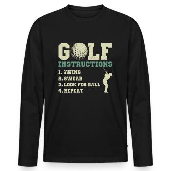 Golf Lustig Golfspieler Geschenk Golfen Golfer - Männer Premium Bio Langarmshirt - Schwarz - Vorne - Nico (187cm)