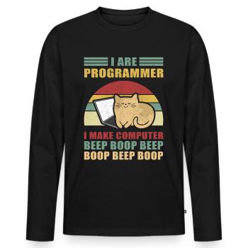Programmeurs Don Admin Informatique Informaticien - T-shirt manches longues Premium bio Homme - noir - Devant - Nico (187cm)