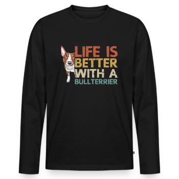 Bull Terrier | Bull Terrier dog owner gift - Men's Premium Organic Long Sleeve Shirt - black - Front - Nico (187cm)