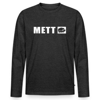 Mettigel | Gift Mettbrötchen Mett minced meat - Men's Premium Organic Long Sleeve Shirt - heather anthracite - Front - Nico (187cm)