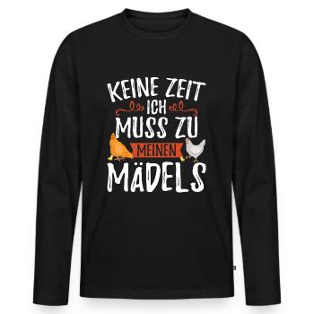 Poulets poulet fermier cadeau poulet poulet amateur - T-shirt manches longues Premium bio Homme - noir - Devant - Nico (187cm)