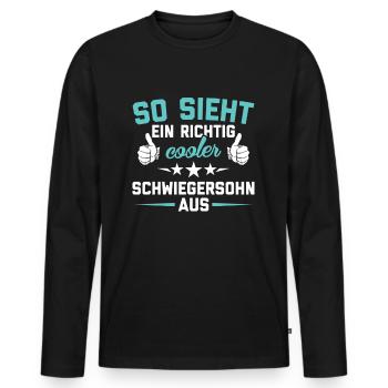 Idée cadeau cadeau gendre gendre - T-shirt manches longues Premium bio Homme - noir - Devant - Nico (187cm)