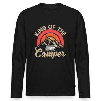 King Of The Camper | Camping Geschenk Campen - Männer Premium Bio Langarmshirt - Schwarz - Vorne - Nico (187cm)