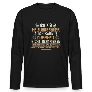 Anlagenmechaniker Heizungsbauer Geschenk Lustig - Männer Premium Bio Langarmshirt - Schwarz - Vorne - Nico (187cm)