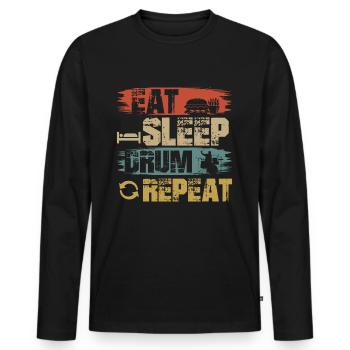 Batteur cadeau batteur batterie batteur - T-shirt manches longues Premium bio Homme - noir - Devant - Nico (187cm)