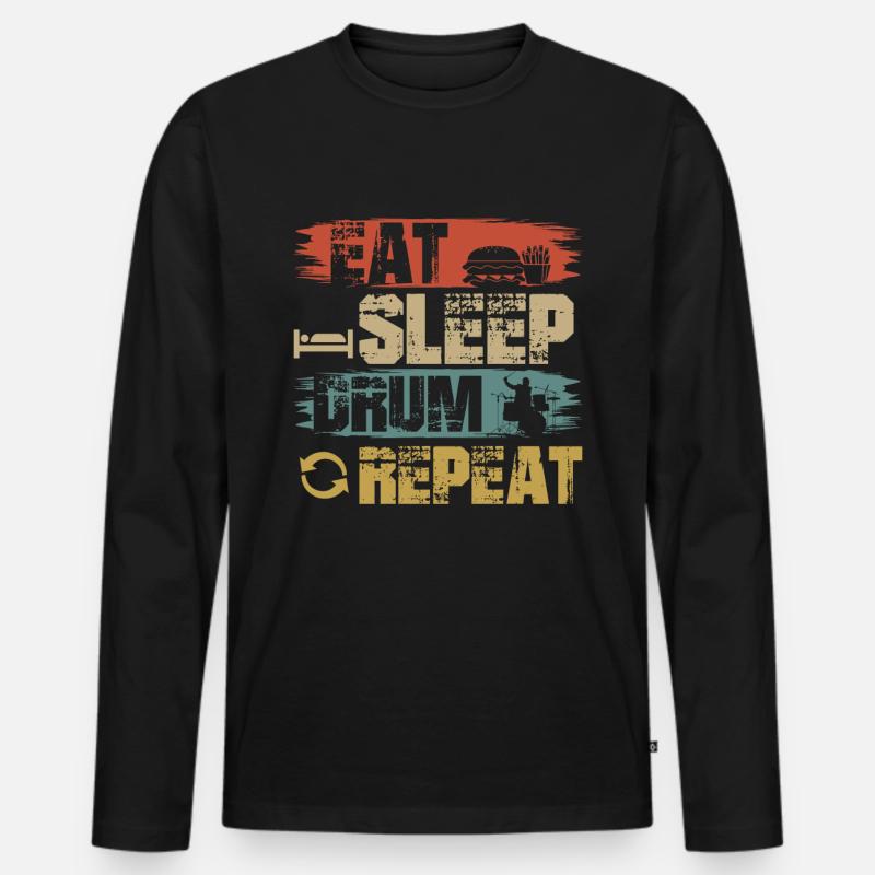 Schlagzeuger Geschenk Drummer Schlagzeug Trommler - Männer Premium Bio Langarmshirt - Schwarz