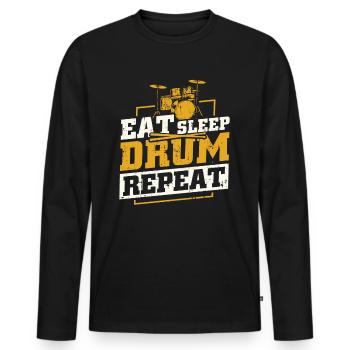 Batteur batteur cadeau batterie batteur - T-shirt manches longues Premium bio Homme - noir - Devant - Nico (187cm)