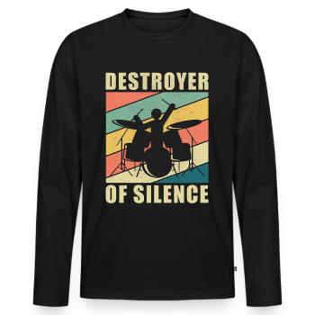 Batteur cadeau batteur batterie batteur - T-shirt manches longues Premium bio Homme - noir - Devant - Nico (187cm)
