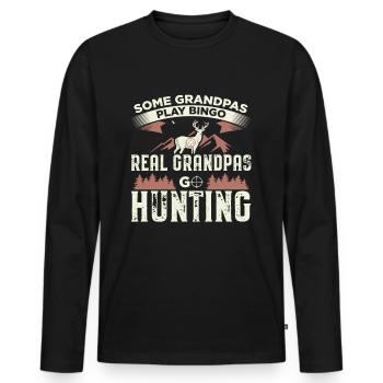 Hunter cadeau drôle grand-père chasse chassant des bois - T-shirt manches longues Premium bio Homme - noir - Devant - Nico (187cm)