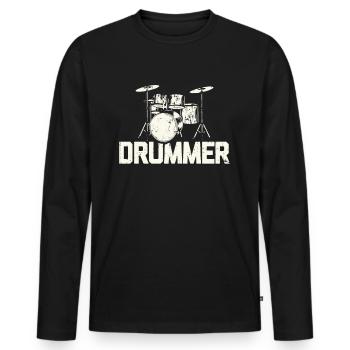 Batterie batteur cadeau batteur batteur - T-shirt manches longues Premium bio Homme - noir - Devant - Nico (187cm)
