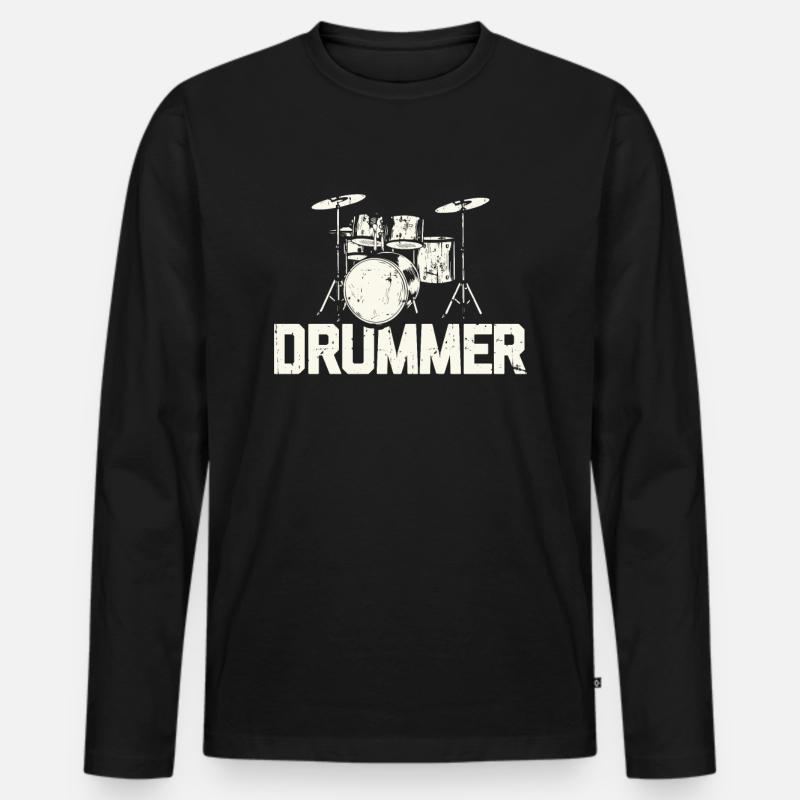 Schlagzeug Schlagzeuger Geschenk Drummer Trommler - Männer Premium Bio Langarmshirt - Schwarz
