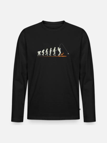 Pêcher Evolution cadeau pêche - T-shirt manches longues Premium bio Homme - noir