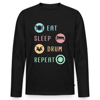 Batteur batteur batteur cadeau batteur - T-shirt manches longues Premium bio Homme - noir - Devant - Nico (187cm)