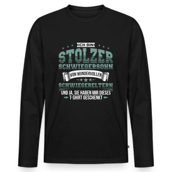 Schwiegersohn Geschenk Schwiegersöhne - Männer Premium Bio Langarmshirt - Schwarz - Vorne - Nico (187cm)
