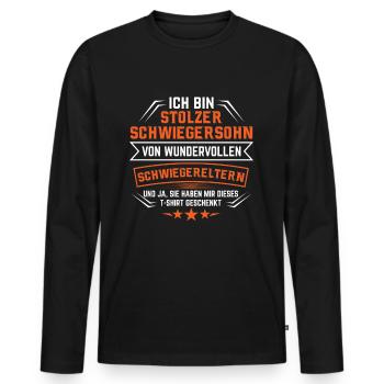 Schwiegersohn Geschenk | Schwiegersöhne - Männer Premium Bio Langarmshirt - Schwarz - Vorne - Nico (187cm)
