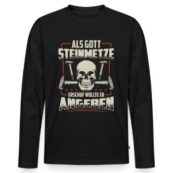 Steinmetz | Steinmetzmeister Geschenk Steinmetze - Männer Premium Bio Langarmshirt - Schwarz - Vorne - Nico (187cm)