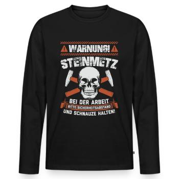 Steinmetz Steinmetze Geschenk Steinmetzmeister - Männer Premium Bio Langarmshirt - Schwarz - Vorne - Nico (187cm)