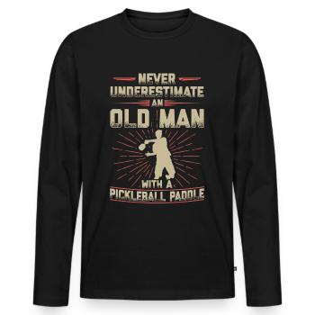 Pickleball pickleball player gift - Men's Premium Organic Long Sleeve Shirt - black - Front - Nico (187cm)