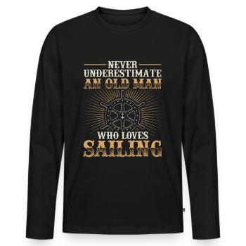 Sailing sailboat sailing ship boat captain gift - Men's Premium Organic Long Sleeve Shirt - black - Front - Nico (187cm)