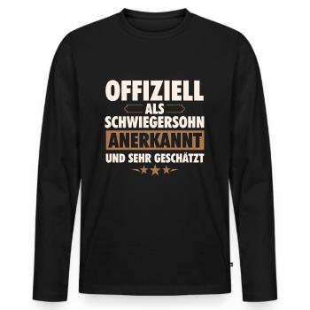 Schwiegersohn | Geschenk Schwiegersöhne Geburtstag - Männer Premium Bio Langarmshirt - Schwarz - Vorne - Nico (187cm)