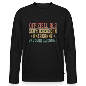 Schwiegersohn Geschenk Schwiegersöhne Geburtstag - Männer Premium Bio Langarmshirt - Schwarz - Vorne - Nico (187cm)