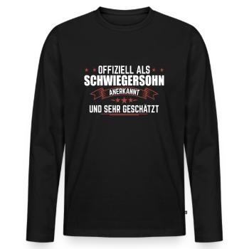 Schwiegersohn Geschenk | Schwiegersöhne Geburtstag - Männer Premium Bio Langarmshirt - Schwarz - Vorne - Nico (187cm)