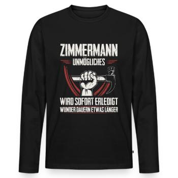 Zimmermann Zimmerer Zimmermeister Geschenk - Männer Premium Bio Langarmshirt - Schwarz - Vorne - Nico (187cm)