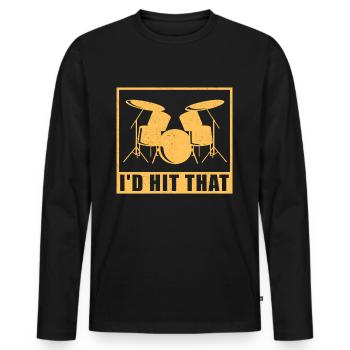 Batterie batteur Drummer Tambour cadeau - T-shirt manches longues Premium bio Homme - noir - Devant - Nico (187cm)