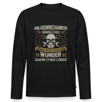 Anlagenmechaniker | SHK Heizungsbauer Geschenk - Männer Premium Bio Langarmshirt - Schwarz - Vorne - Nico (187cm)