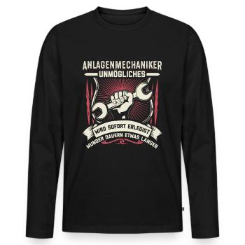 Anlagenmechaniker SHK | Heizungsbauer Geschenk - Männer Premium Bio Langarmshirt - Schwarz - Vorne - Nico (187cm)