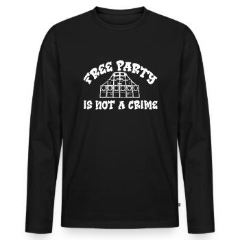 Free Party Is Not A Crime Soundsystem Tekno 23 - T-shirt manches longues Premium bio Homme - noir - Devant - Nico (187cm)