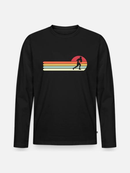 Retro Vintage Rugby Gift for Dad, Funny Rugby - Men's Premium Organic Long Sleeve Shirt - black