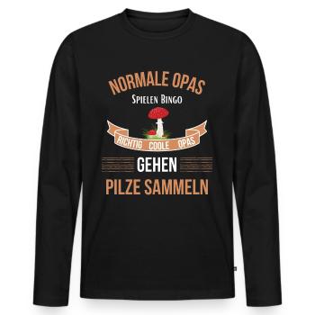 Richitge Opas gehen Pilze sammeln Pilzsammler - Männer Premium Bio Langarmshirt - Schwarz - Vorne - Nico (187cm)
