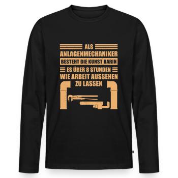 Anlagenmechaniker SHK | Heizungsbauer Geschenk - Männer Premium Bio Langarmshirt - Schwarz - Vorne - Nico (187cm)