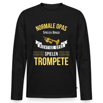 Trompete Opa Blasmusik Musikkapelle Trompeter - Männer Premium Bio Langarmshirt - Schwarz - Vorne - Nico (187cm)
