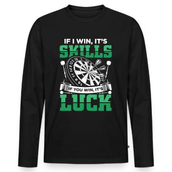 Dart Funny Darts Sayings | Dart Player Gift - Men's Premium Organic Long Sleeve Shirt - black - Front - Nico (187cm)