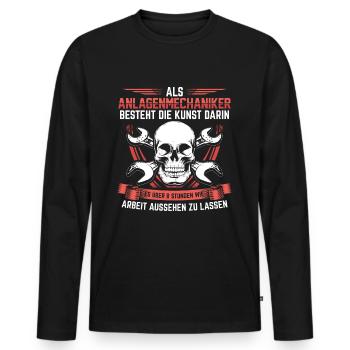 Anlagenmechaniker SHK | Heizungsbauer Geschenk - Männer Premium Bio Langarmshirt - Schwarz - Vorne - Nico (187cm)