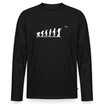 Chasse chasse evolution | Chasse tueuse cadeau - T-shirt manches longues Premium bio Homme - noir - Devant - Nico (187cm)