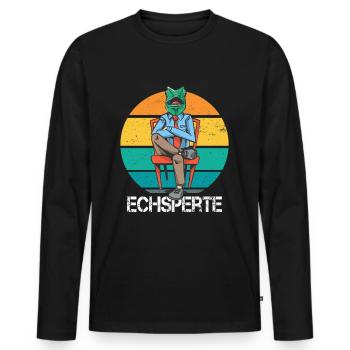 Echsperte Lustiges Grünes Chamäleon Reptilien - Männer Premium Bio Langarmshirt - Schwarz - Vorne - Nico (187cm)
