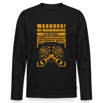 Mécaniciens automobiles | Mécanicien automobile professionnel cadeau - T-shirt manches longues Premium bio Homme - noir - Devant - Nico (187cm)
