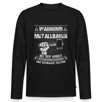 Métallurgistes construction métallique serrurier cadeau - T-shirt manches longues Premium bio Homme - noir - Devant - Nico (187cm)