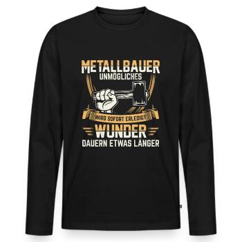 Metallbauer | Metallbaumeister Metallbau Geschenk - Männer Premium Bio Langarmshirt - Schwarz - Vorne - Nico (187cm)
