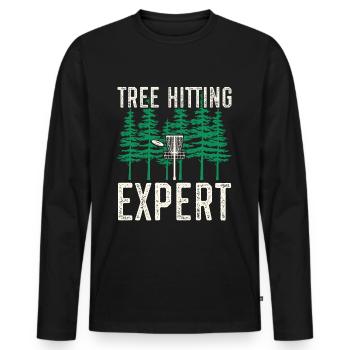 Disc Golf Discgolf | Discgolfspieler Geschenk - Männer Premium Bio Langarmshirt - Schwarz - Vorne - Nico (187cm)